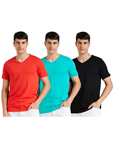 Amazon Brand – Symbol Men’S Solid Cotton T Shirt | Plain | V Neck | Half Sleeve – Regular Fit | Combo Pack Of 3 (Available In Plus Size) (Multicolor2_S)