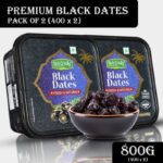 Nutrovally Premium Black Dates For Strong Bones | 100% Fresh & Natural | Anti-Oxidants Rich Dry Dates(2 X 400 G)