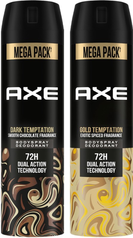Axe Dark Temptation & Gold Temptation Long Lasting For Men (Pack Of 2) Body Spray  –  For Men(430 Ml, Pack Of 2)