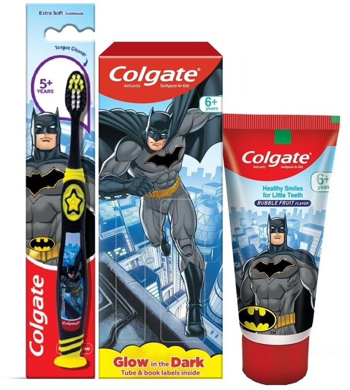 Colgate Kids 6+Yrs Batman Toothpaste 80G & Kids Batman Toothbrush 1Pc With Book Labels Toothpaste(80 G, Pack Of 2)