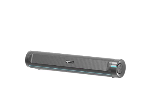 Amazon Basics Sb25R 25W Bluetooth Soundbar With 3600 Mah Battery | 2X Bass | Up To 10 Hrs Of Playback | Blue Led Lights | Bluetooth 5.3, Aux & Usb Connectivity (Black)