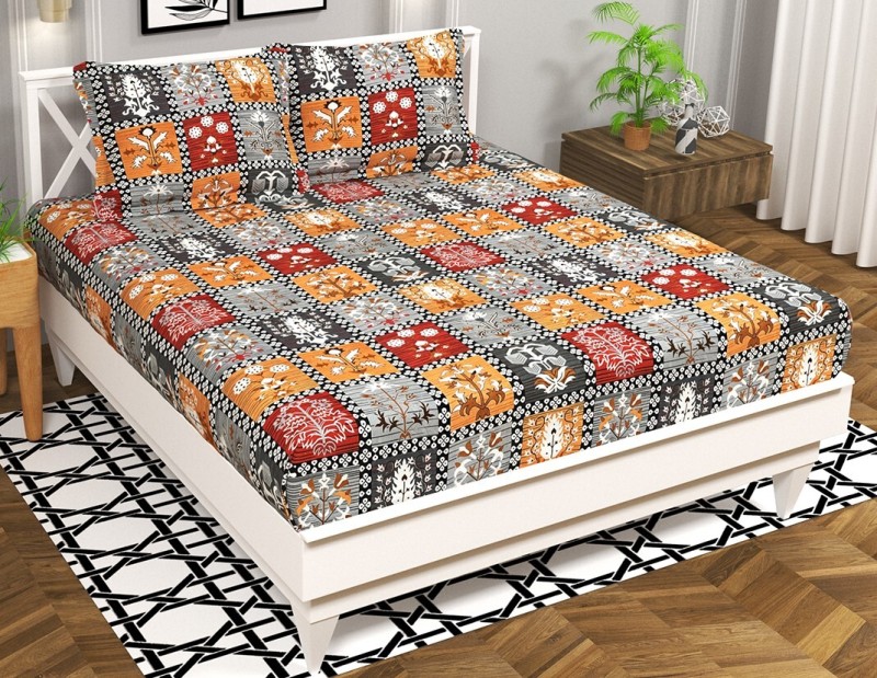 Vas Collections 160 Tc Cotton Double Abstract Flat Bedsheet(Pack Of 1, Multicolor 2, Jaipuri Print)