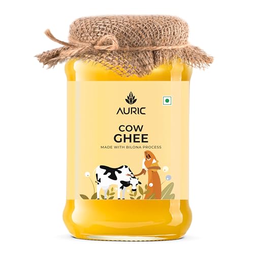 Auric Bilona Cow Ghee 1 Litre Glass Jar- Pure And Natural Desi Ghee – Traditional Curd-Churned – Premium Artisanal Desi Ghee – Diet Friendly With Rich Taste