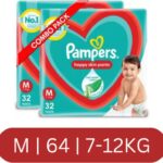 Pampers M Size Baby Diaper 32+32=64(M) – M(64 Pieces)