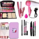 Qeqeq Makeup Kit,7 Brush,Dryer,Straightener,Puff,Kajal,Eyeliner,3In1 ( Perfect Combo )