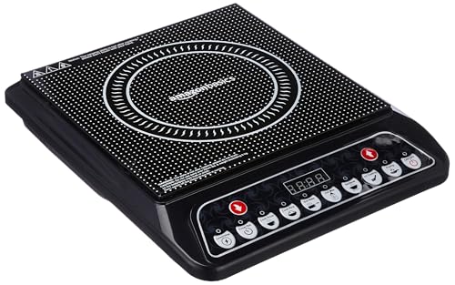 Amazon Basics Induction Cooktop With 1400-Watt Power | Toughened Plate | Led Display | Auto Shut Off (Black)