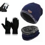 Perpetual Men’S Winter Wear Set – Stylish Woolen Caps, Touchscreen Gloves, Neck Warmers, Bike Riding Gloves, Perfect Beanie Cap For Cold Weather, Pet Cap Mix Color 1 Set