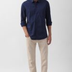 Peter England Men Printed Casual Dark Blue Shirt