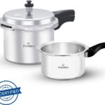 Prestlee Pressure Cooker Combo, 2 L, 3 L Outer Lid Pressure Cooker & Pressure Pan(Aluminium)