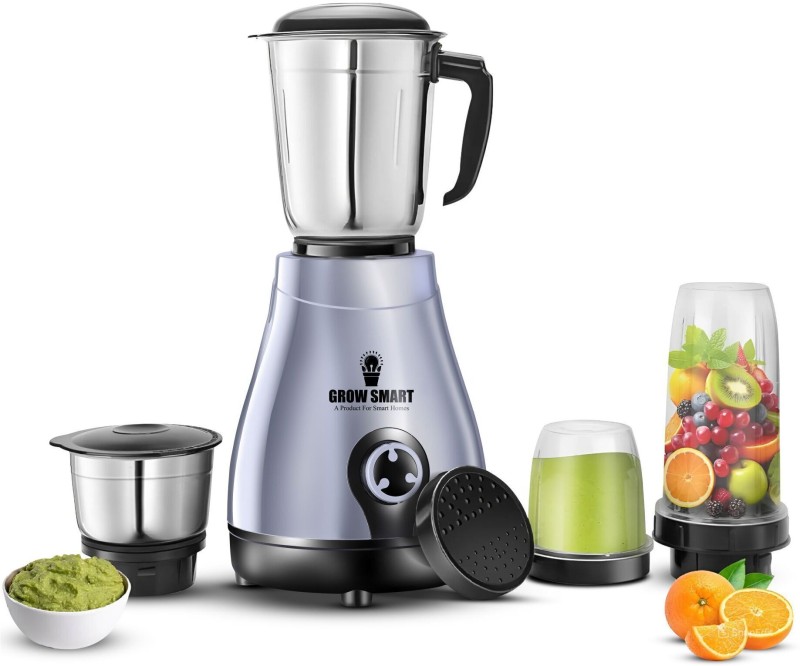 Growsmart With Copper Powertron Motor Vent-X Technology 750 W Juicer Mixer Grinder(Oreo Vital Nutri Blend | 4 Jars | Grey Black)