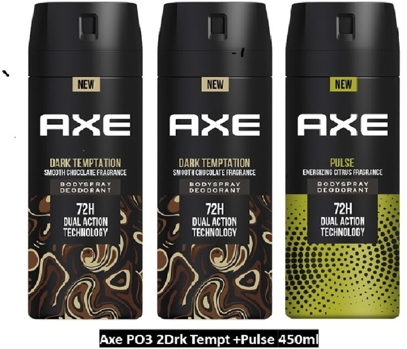 Axe Dark Temptation 150 Ml (Pack Of 2) And Pulse 150 Ml Deodorant(3 Items In The Set)