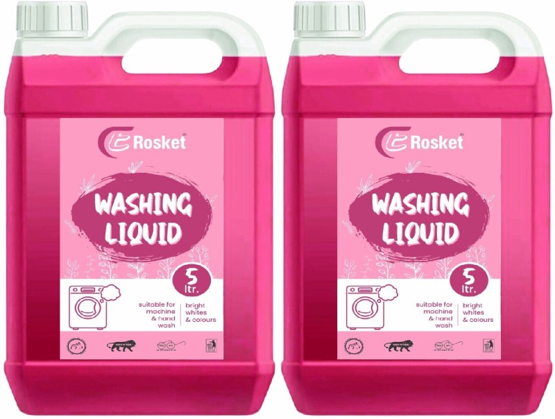 Erosket Washing Machine Liquid Detergent Top Load And Front Load -Pink (10 Ltr) Multi-Fragrance Liquid Detergent(2 X 5000 Ml)