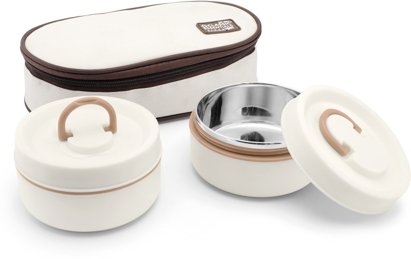 Classic Essentials Microwavable, Leakproof, Insulated Square Lunch Box Set W/ Bag|Cutlery 2 Containers Lunch Box(600 Ml, Thermoware)