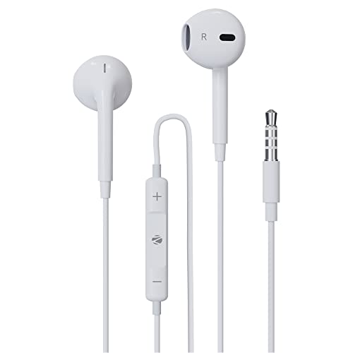 Zebronics Buds 30 3.5Mm Stereo Wired In Ear Earphones With Mic For Calling, Volume Control, Multifunction Button, 14Mm Drivers, Stylish Eartip,1.2 Meter Durable Cable And Lightweight Design(White)