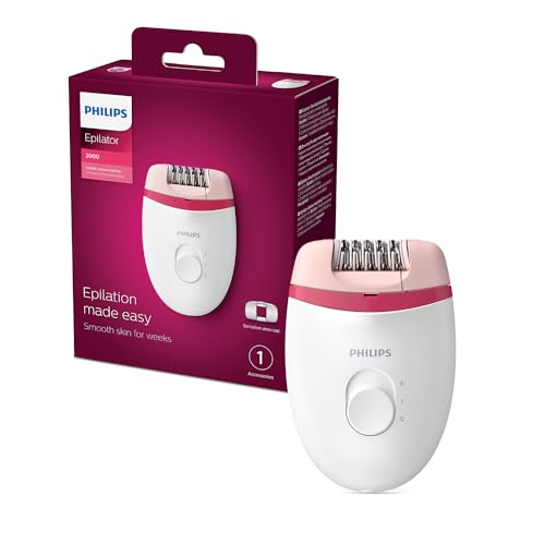 Philips Bre235/00 Corded Compact Epilator (White And Pink) For Gentle Hair Removal At Home