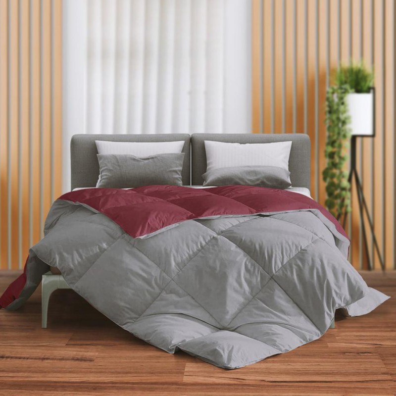 The Sleep Company Solid Double Comforter For  Ac Room(Microfiber, Wine, Grey)