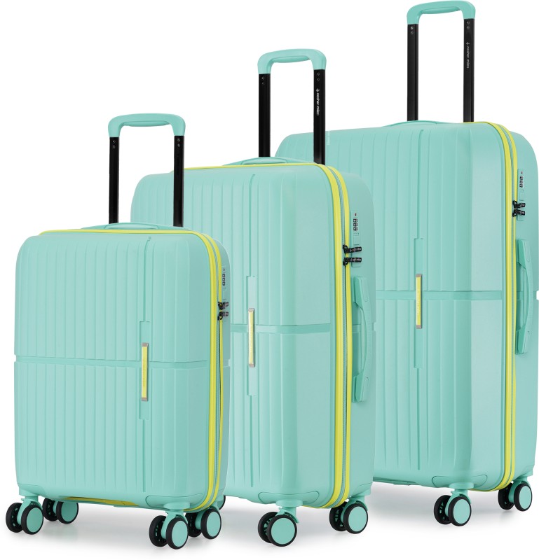 Nasher Miles Springfield Hardside Polypropylene Setof3 Cool Mint Trolley Bag(55,65&75Cm) Cabin & Check-In Set 8 Wheels – 28 Inch