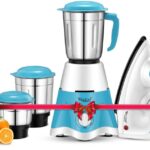 Skystar Elegant Mixer Grinder & 750 Dry Iron Super Combo 700 W Mixer Grinder(Elegant & 750Dry Iron Super Combo | 3 Jars | White Blue)