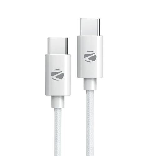 Zebronics Type C To Type C Strong Braided Cable, 60W Pd Fast Charging, For Iphone 16 Series, 15 Series, Ipad, Macbook, Samsung, Other Android Devices, Data Sync, 1 Meter (Zeb-Tt60+)