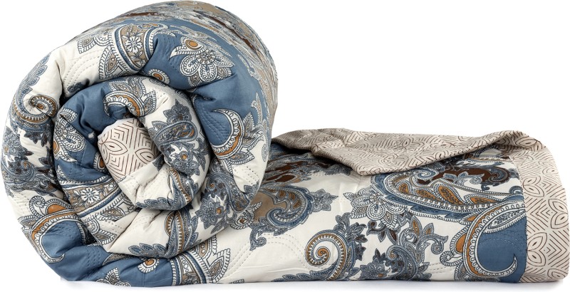 Vas Collections Floral Double Comforter For  Heavy Winter(Cotton, Teal & Beige)