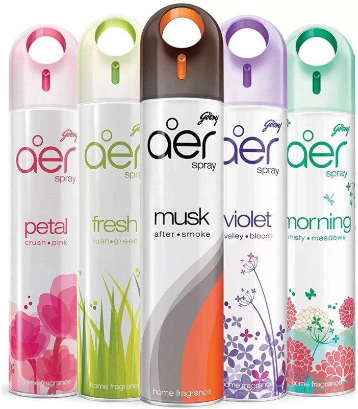 Godrej Aer Petalcrushpink, Freshlushgreen, Muskaftersmoke, Voiletvellybloom, Morningmistymeadows Spray(5 X 240 Ml)