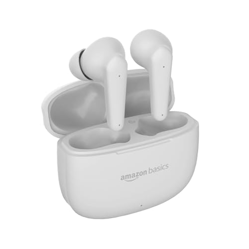 Amazon Basics Tws In-Ear Earbuds (S19) With Fast Charging Up To 50 Hours Of Playtime | Dual 10Mm Driver | Ipx4 Water-Resistance | Bluetooth 5.3 | Touch Control (White)