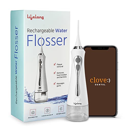 Lifelong Lldc36 Rechargeable Water Teeth Flosser Cordless | 230 Ml Large Detachable Water Tank | 3 Modes | Ipx7 Waterproof| Massage Gums And Remove Plaque (1 Year Warranty, White)