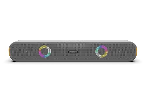 Amazon Basics X12R 16W Bluetooth Soundbar With 2000 Mah Battery | 2X Bass | Up To 10 Hrs Of Playback | Rgb Lights | Bluetooth 5.3, Aux & Usb Connectivity (Grey)