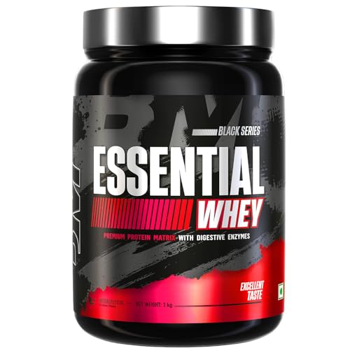 Bigmuscles Nutrition Essential Whey (1Kg, Rich Chocolate) | Whey Protein Concentrate With Digestive Enzymes | No Added Sugar | Faster Muscle Recovery & Improved Strength | Daily Protein