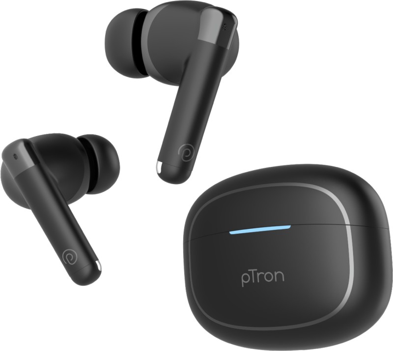 Ptron Basspods P481- Ai Enc Hd Calls, 38Hrs Playback, Deep Bass, Ergo-Fit Buds Bluetooth(Jet Black, In The Ear)