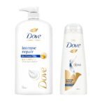 Dove Intense Repair Shampoo 1 Ltr & Dove Intense Repair Conditioner 335 Ml, (Combo Pack) | Enriched With Keratin Actives To Smoothen Dry And Frizzy Hair – Deep Conditions Damaged Hair For Men & Women