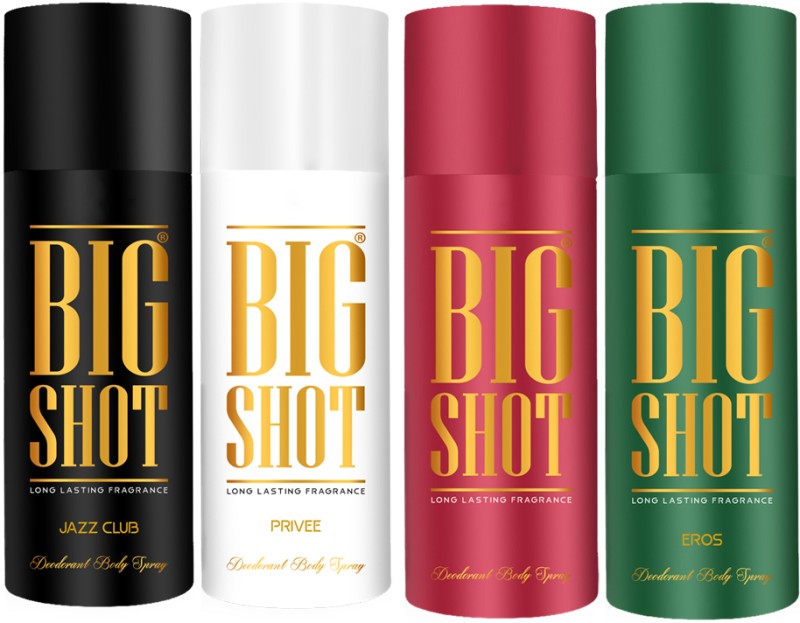 Oscar Big Shot Deodorant Jazz Club, Privee & Eros (150Ml Each) Deodorant Spray  –  For Men(600 Ml, Pack Of 4)