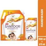 Santoor Classic Gentle With Goodness Of Sandalwood & Tulsi (1.5L + 675Ml) Hand Sanitizer Pouch(2 X 1087.5 Ml)