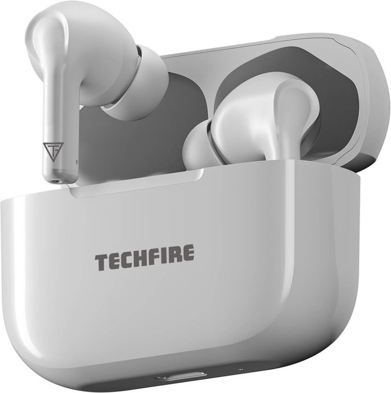 Techfire Atom 161 Tws Earbuds With 100 Hrs Playtime,(50Ms Low Latency), Bluetooth V5.3 Bluetooth(Pearl White, True Wireless)