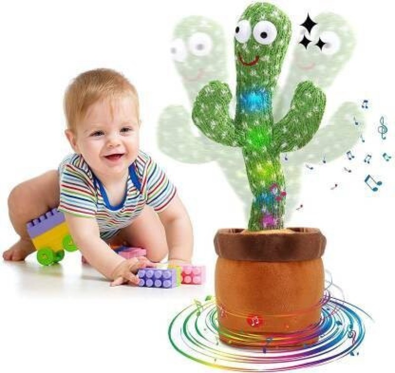 Truebucks Cactus Talking Toy Dancing Cactus Repeats What You Say,Electronic Plush Toy With Lighting,Singing Cactus Recording And Repeat Your Words For Education Toys,Singing Cactus Toy (120 Cheery Songs Included) (Green)(Multicolor)