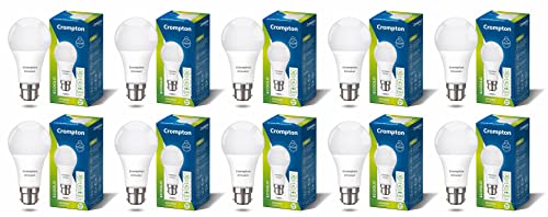 Crompton Dyna Ray 12W Round B22 Led Cool Day Light Pack Of 10