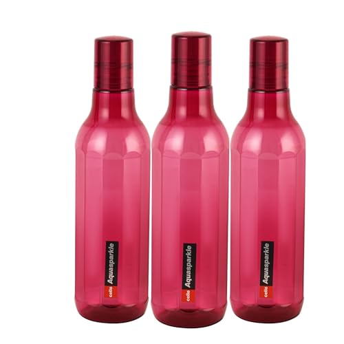 Cello Aqua Sparkle Bottle Set Of 3, 1000Ml, Pink | 100% Food Grade | Leak Proof And Break Proof | Perfect For Staying Hydrated At The School, College, Work And Outdoor Adventures Water Bottle