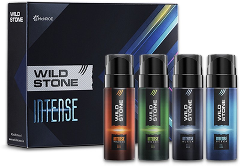 Wild Stone Intense No Gas Deo Travel Pack With Black, Ocean, Trance & Wood, 40Ml Each Mini Deodorant Spray  –  For Men(160 Ml, Pack Of 4)