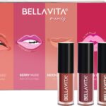 Bellavita Mini Kiss Proof Liquid Lipstick Gift Box|4X2Ml| Smudge-Proof & Long Lasting|(Just Nude, Berry Nude, Mocha Madness, Cherry Pop, 8 Ml)