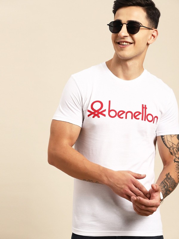 United Colors Of Benetton Solid Men Round Neck White T-Shirt