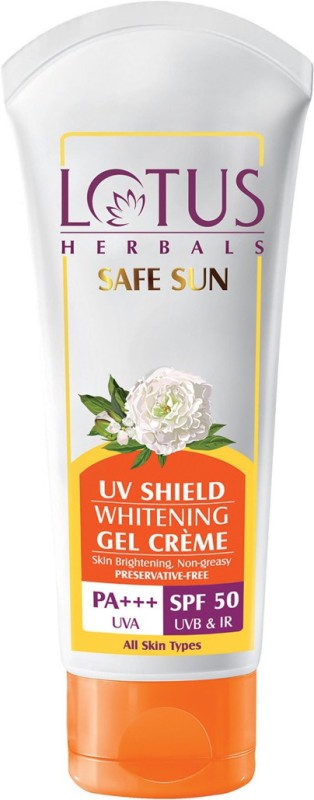 Lotus Herbals Sunscreen – Spf 50 Pa+++ Safe Sun Uv Shield Whitening Gel Cream Spf 50 Uvb & Ir Pa+++(100 G)