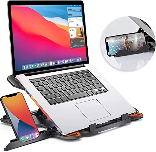 Striff Laptop Stand Macbook Stand Adjustable Gaming Laptop Computer Stand Multi-Angle Stand Phone Stand Portable Foldable Laptop Riser Notebook Holder Stand Compatible For 9 To 15.6” Laptops(Black)