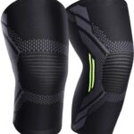 Leosportz 2 Pack Brace, Compression Sleeve Unisex, Running,Gym, Hiking Knee Support(Green, Black)