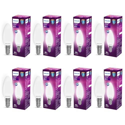 Philips 4-Watt Filament Candle Led Bulb | Diffused Candle Bulb For Home & Decoration | Bulb Base: E14, Cool White | Pack Of 8