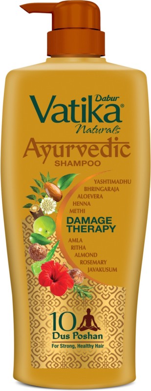 Dabur Vatika Ayurvedic Shampoo, Damage Therapy With 10 Natural Herbs(640 Ml)