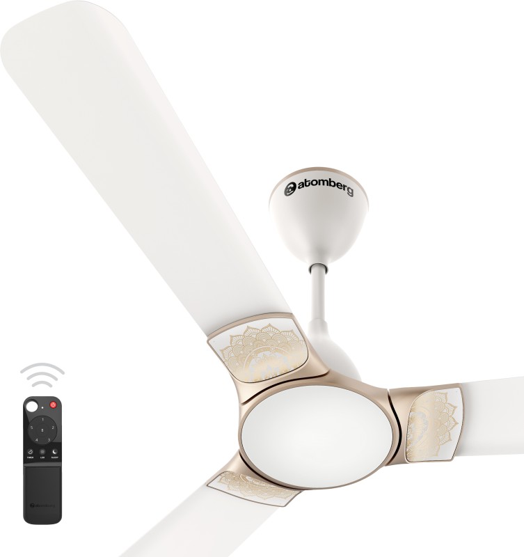 Atomberg Erica 5 Star 1200 Mm 3 Blade Ceiling Fan(Bldc Motor With Remote | Snow White | Pack Of 1)