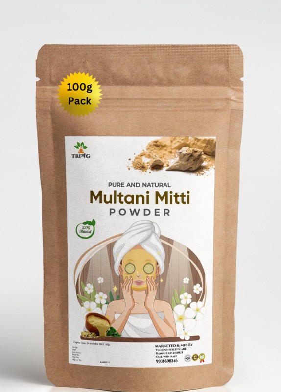 Trivang Pure & Natural Multani Mitti Powder| Bentonite Clay | Great For Hair, Face, Skin(100 G)