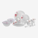 Cello Pack Of 37 Opalware Dazzle Scarlet Bliss Dinner Set(Red, Microwave Safe)