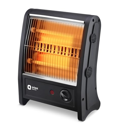 Orient Electric Quartz Room Heater | 800 W Low Power Consumption | Tip-Over Protection | 2 Heating Rods For Quick Heating | Cool Touch Body | 1 Year Warranty, Black