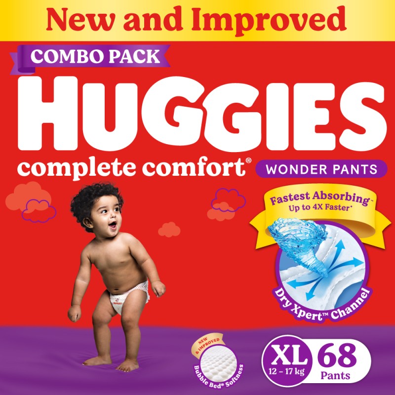 Huggies Complete Comfort Wonder Pants, India’S Fastest Absorbing Diaper | – Xl(68 Pieces)